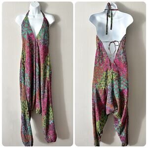 LikeMary Bohemian Print Multicolor Harem Jumpsuit women’s size S/M